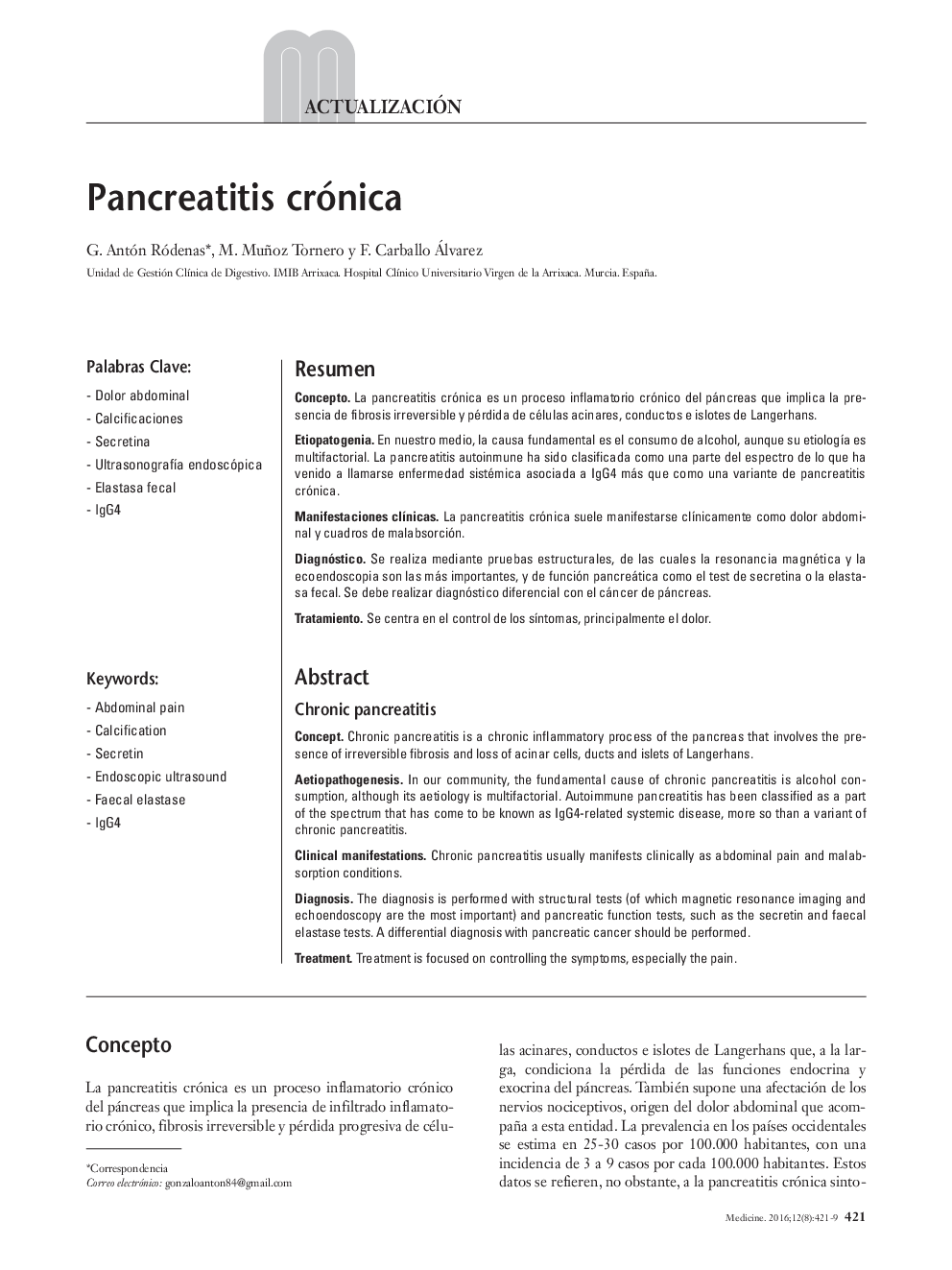 Pancreatitis crónica