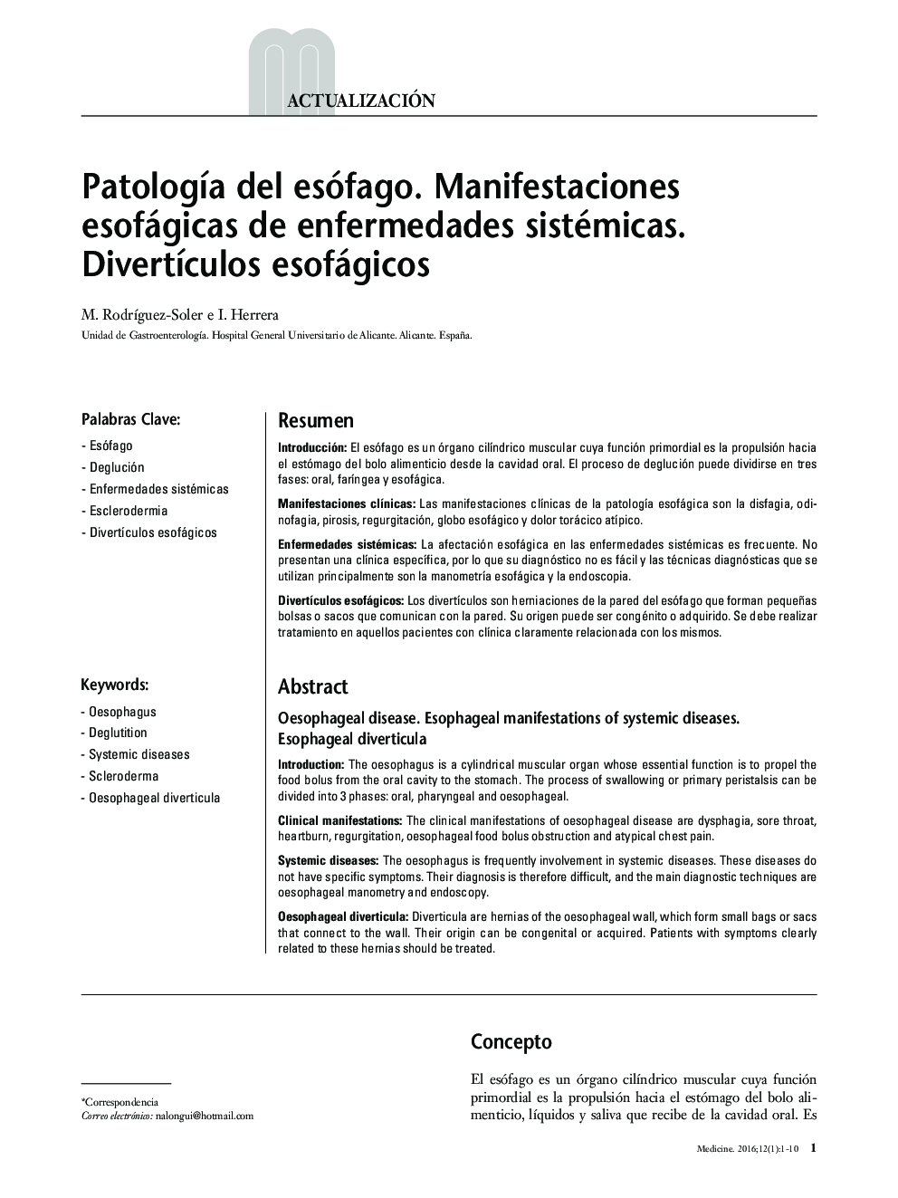 Patología del esófago. Manifestaciones esofágicas de enfermedades sistémicas. Divertículos esofágicos