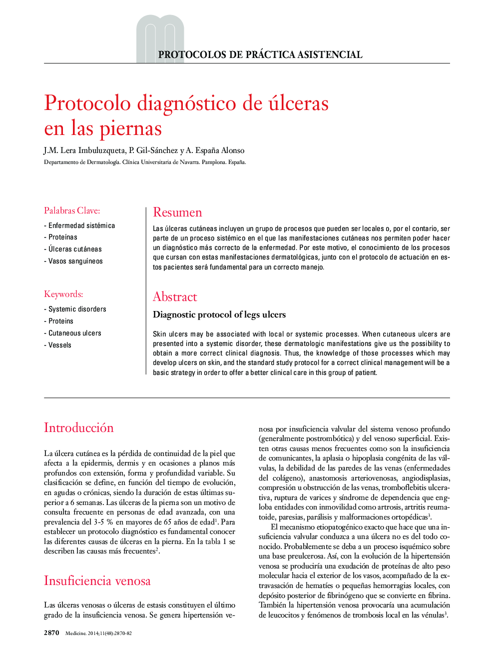 Protocolo diagnóstico de úlceras en las piernas