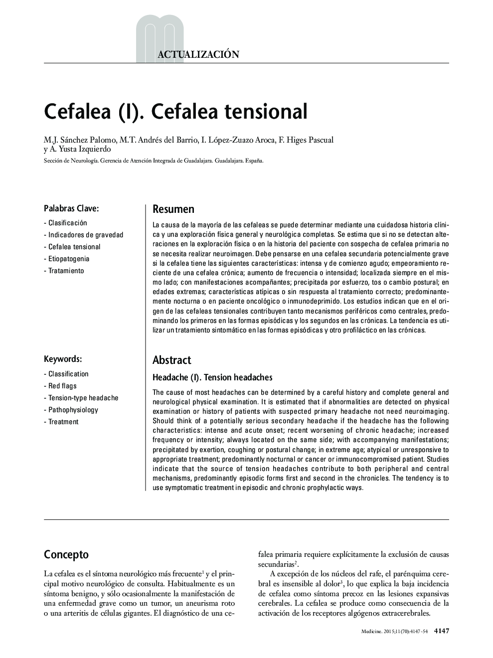 Cefalea (I). Cefalea tensional