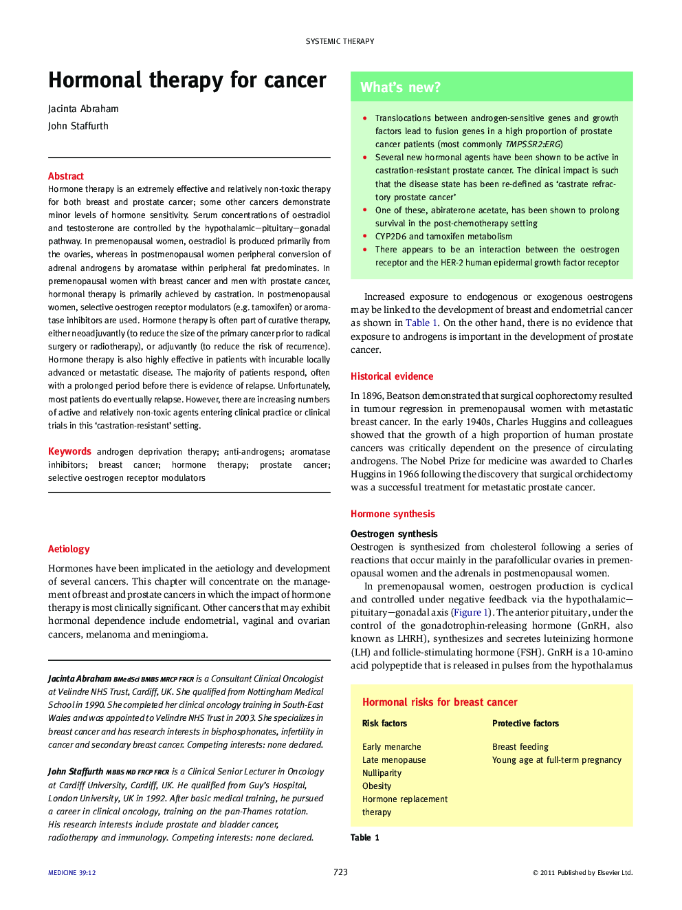 Hormonal therapy for cancer