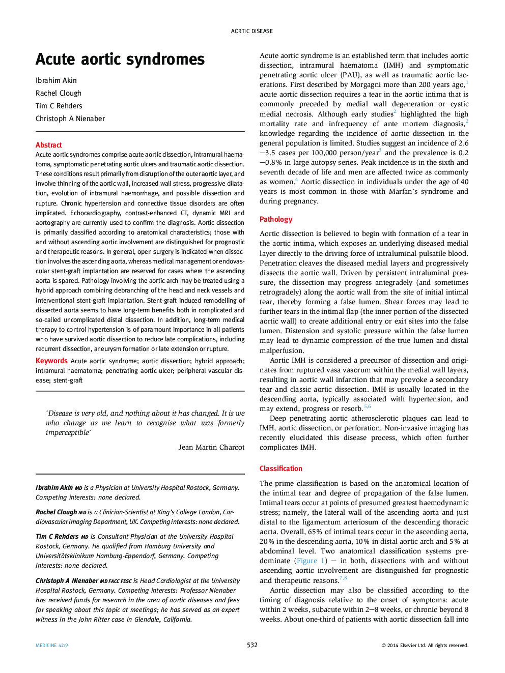 Acute aortic syndromes