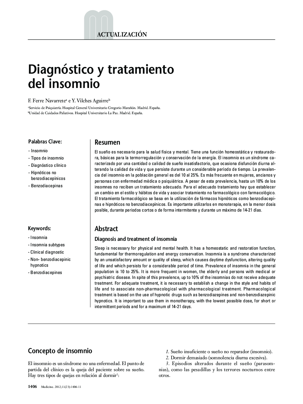 Diagnóstico y tratamiento del insomnio