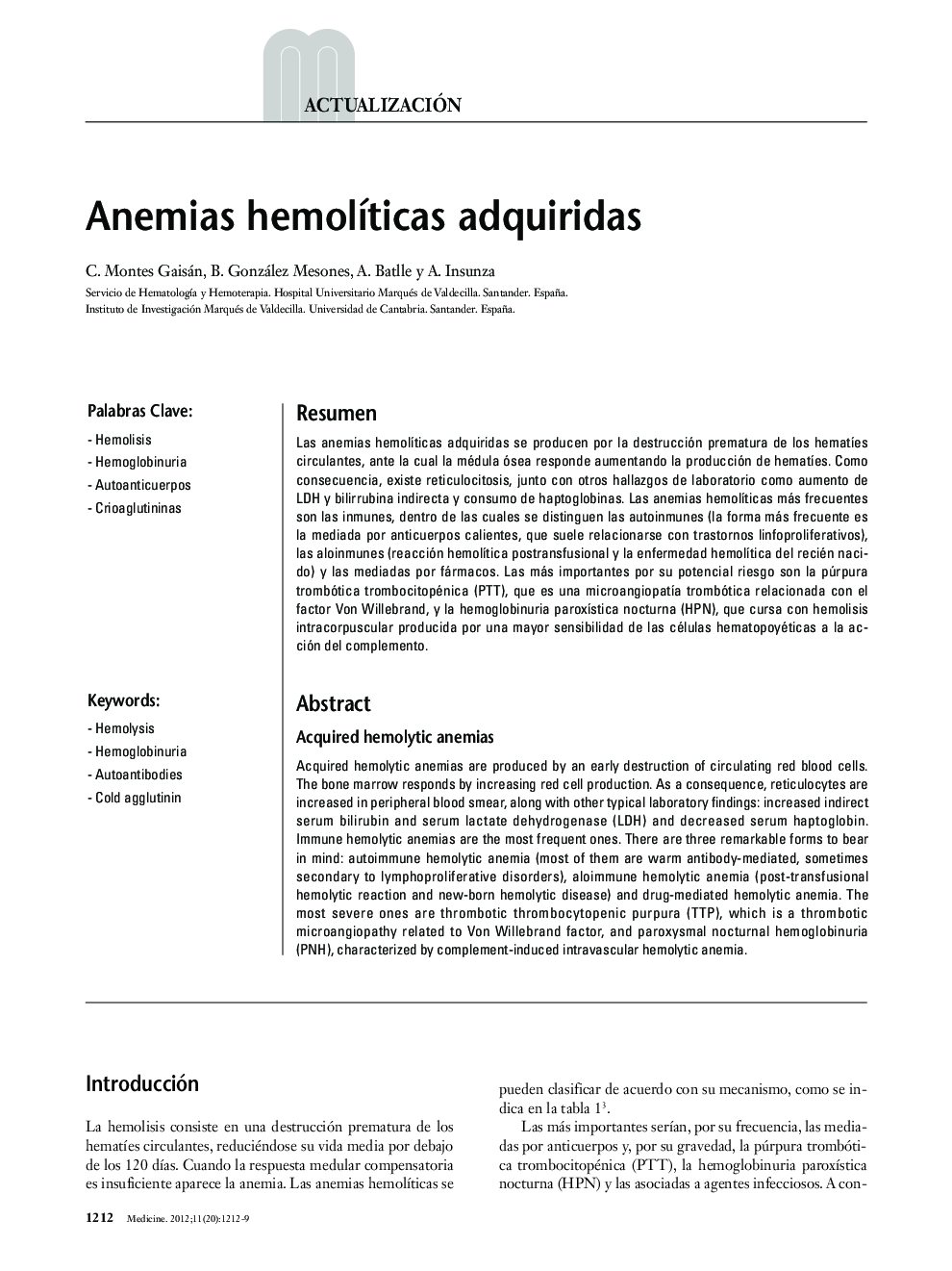 Anemias hemolíticas adquiridas