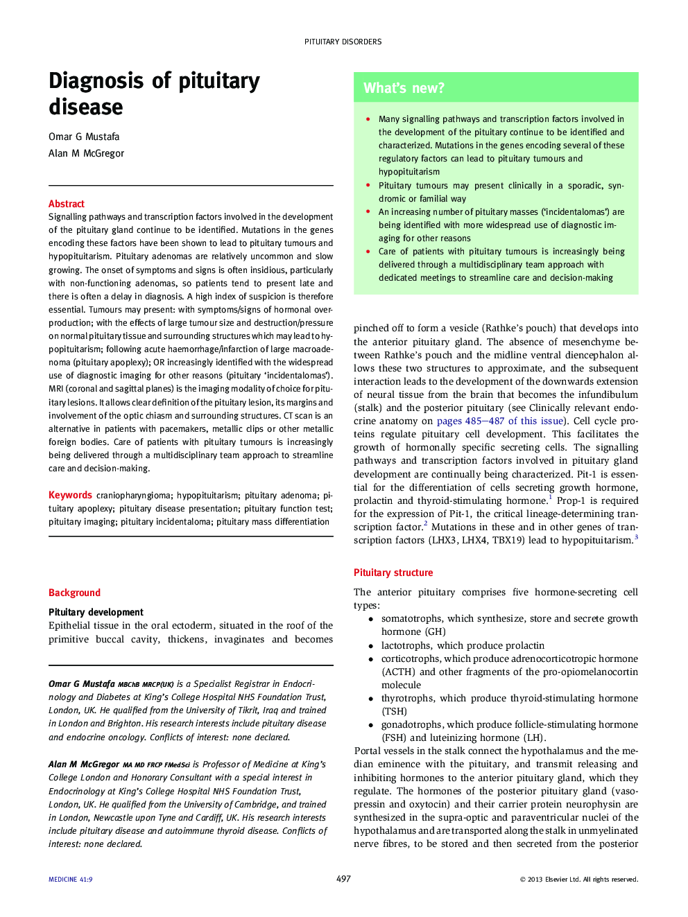 Diagnosis of pituitary disease