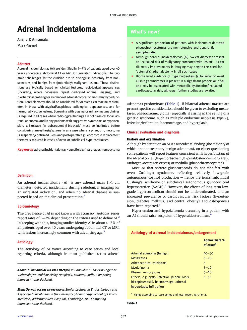 Adrenal incidentaloma