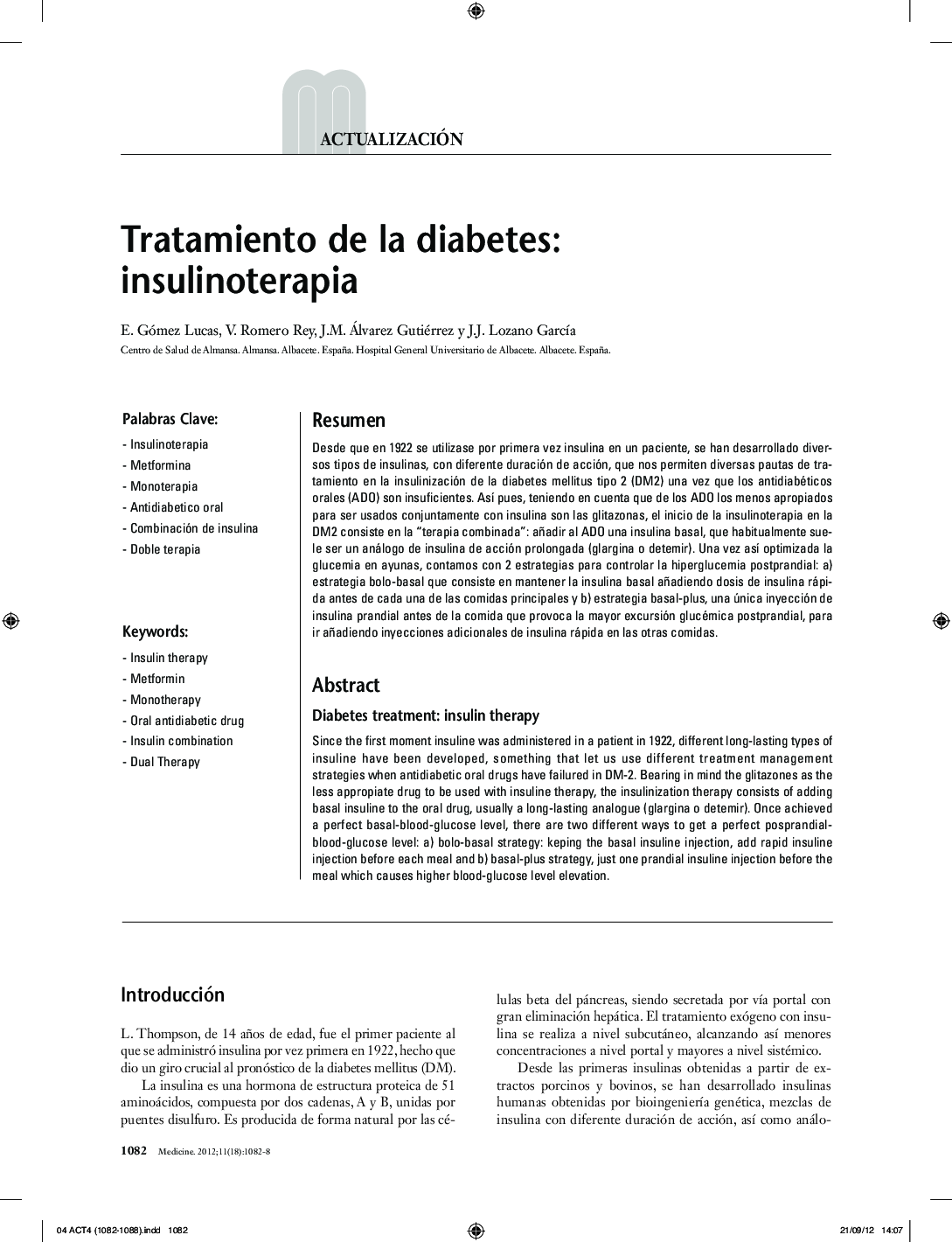 Tratamiento de la diabetes: insulinoterapia