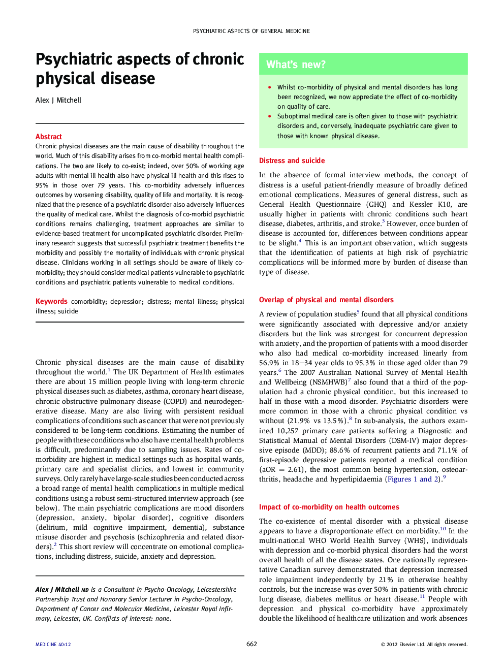 Psychiatric aspects of chronic physical disease