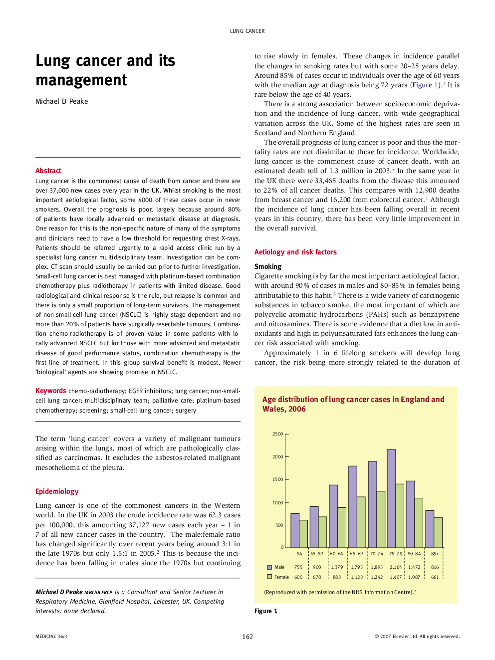 Lung cancer and its management