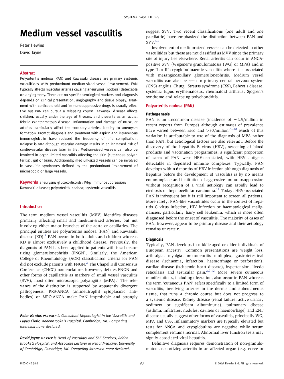 Medium vessel vasculitis