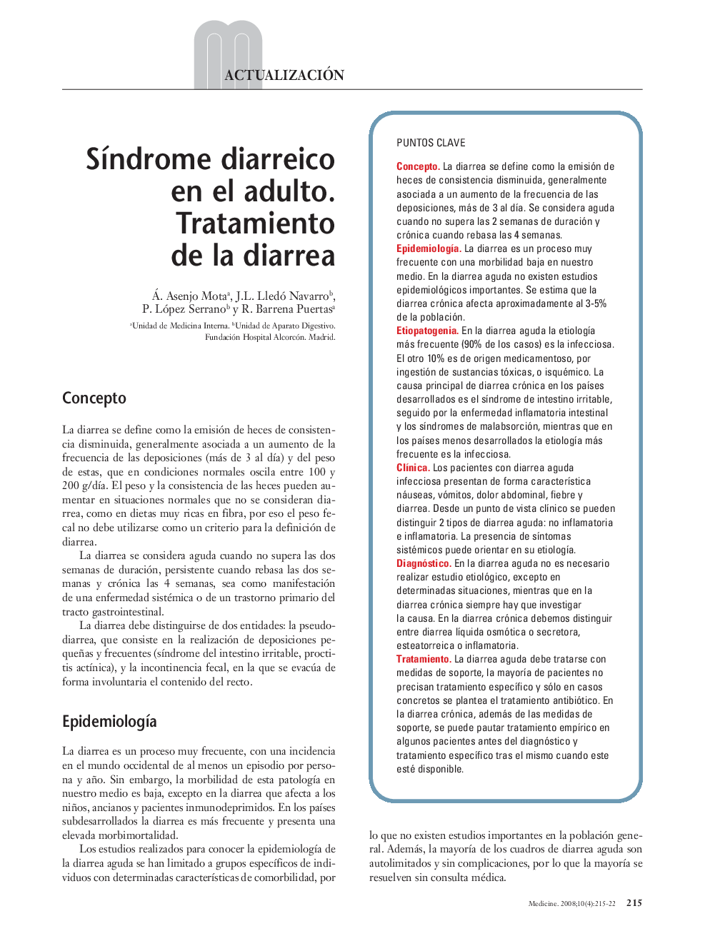 SÃ­ndrome diarreico en el adulto. Tratamiento de la diarrea