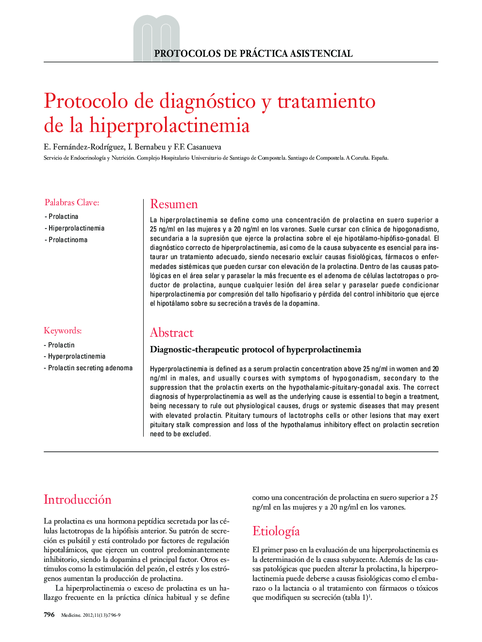 Protocolo de diagnóstico y tratamiento de la hiperprolactinemia