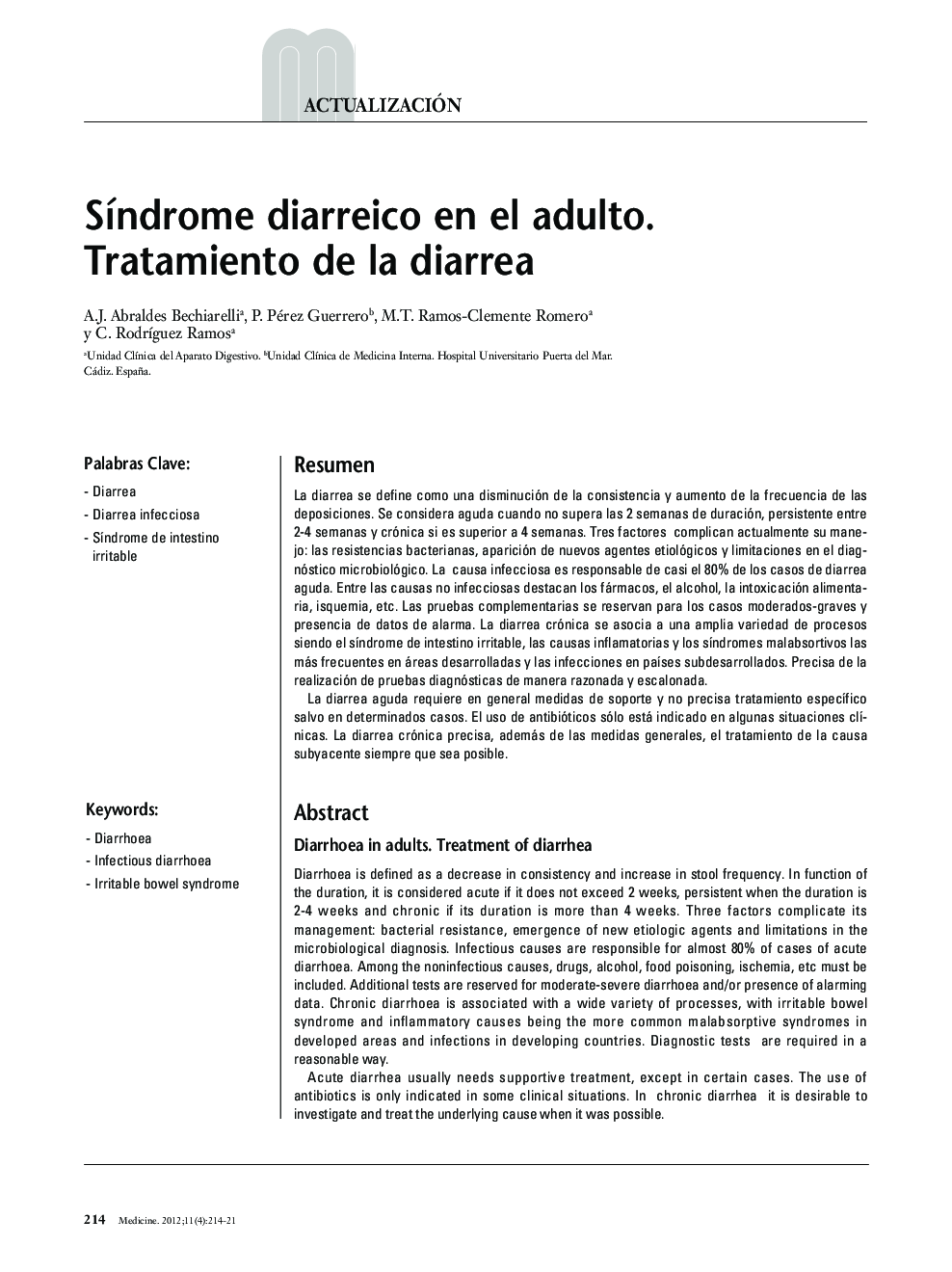 Síndrome diarreico en el adulto. Tratamiento de la diarrea