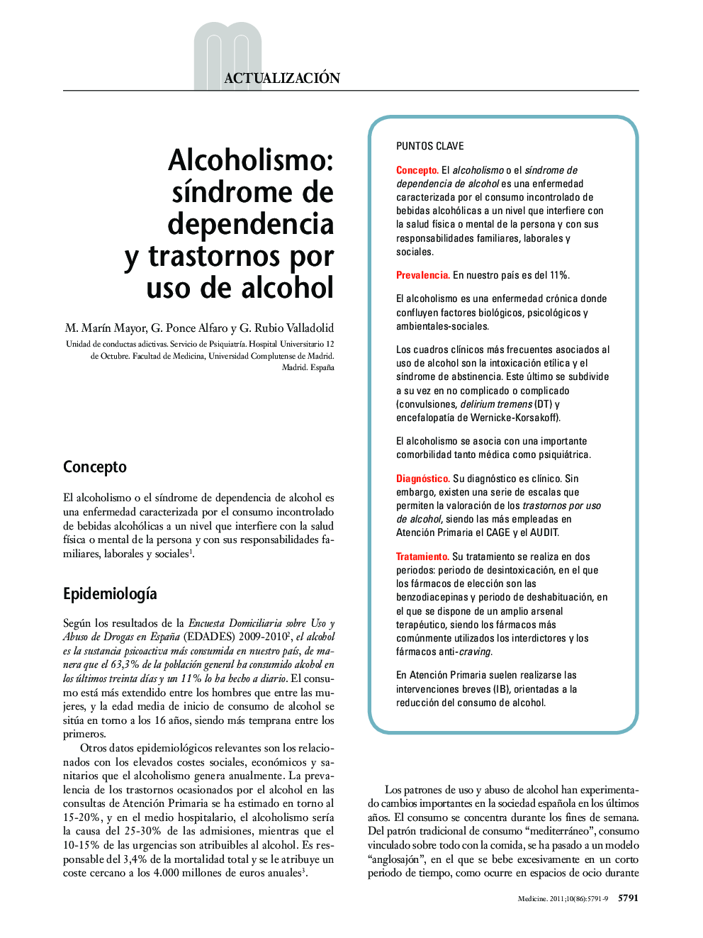 Alcoholismo: sÃ­ndrome de dependencia y trastornos por uso de alcohol