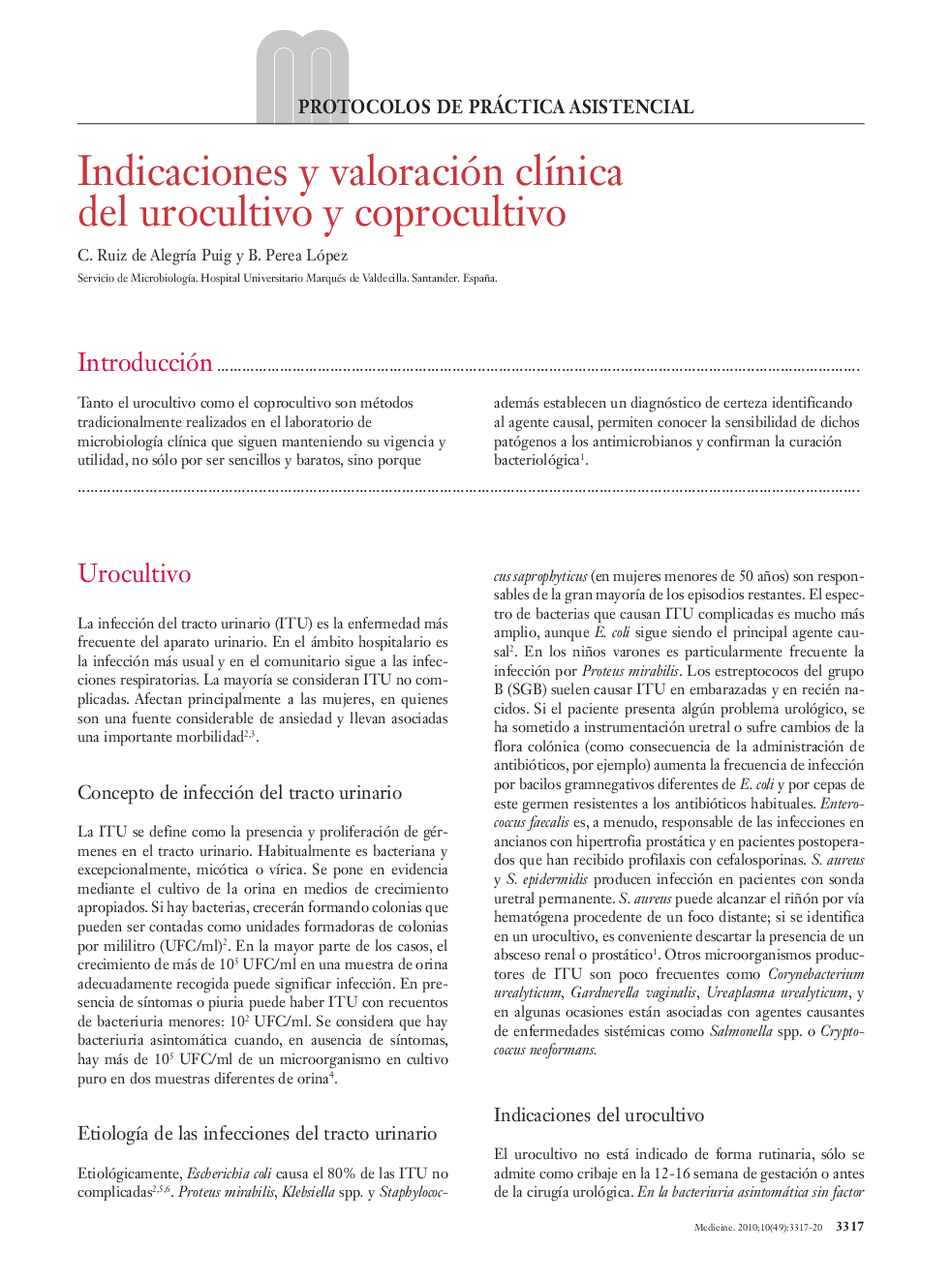 Indicaciones y valoración clÃ­nica del urocultivo y coprocultivo