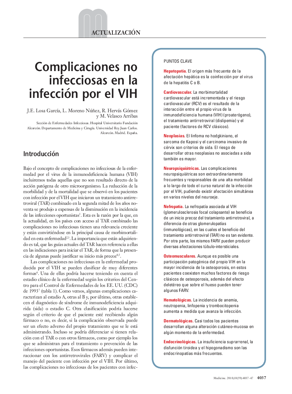 Complicaciones no infecciosas en la infección por el VIH
