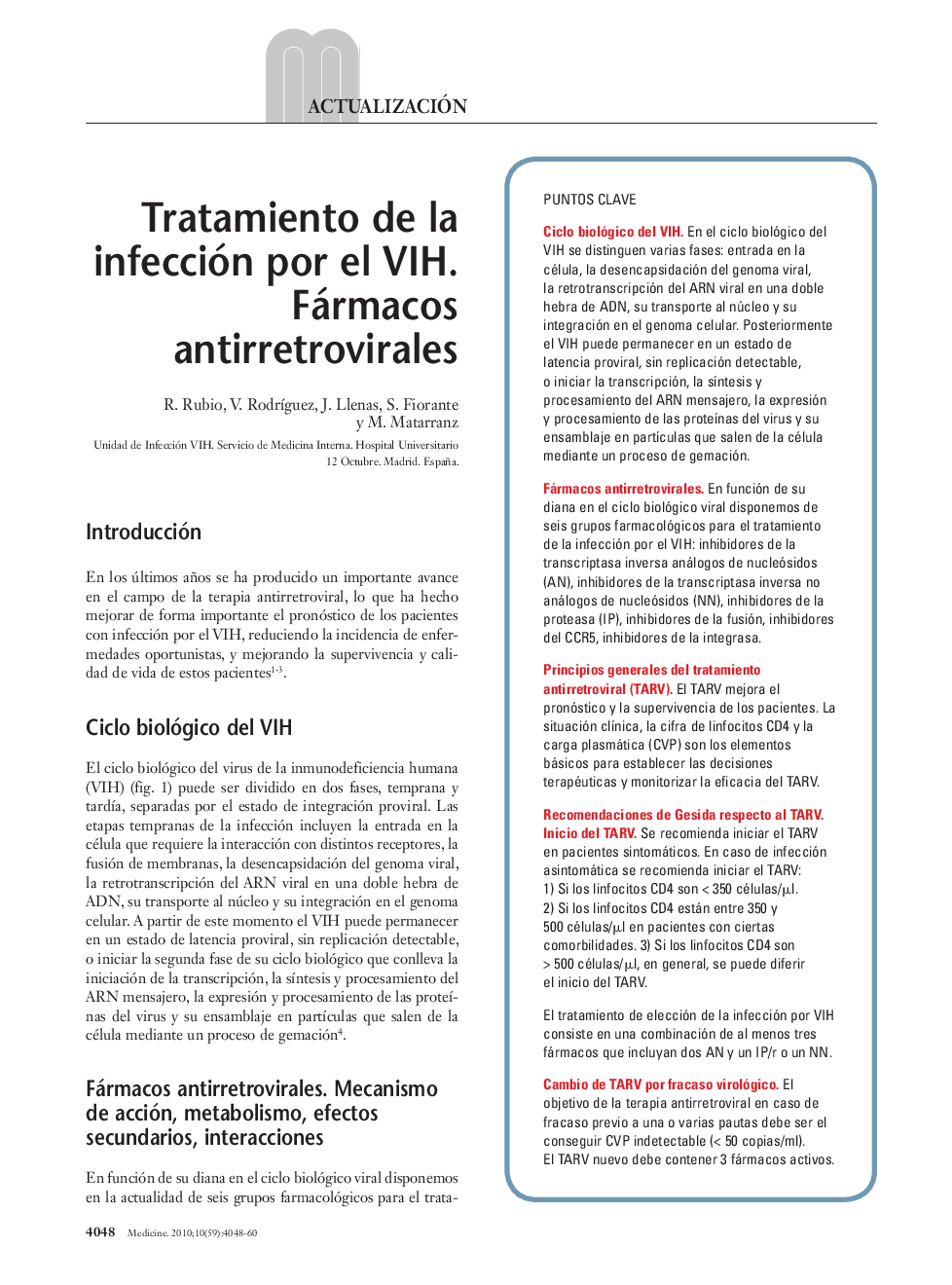 Tratamiento de la infección por el VIH. Fármacos antirretrovirales