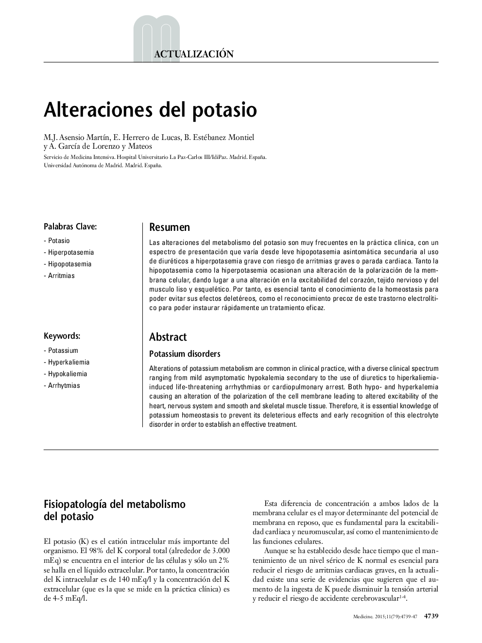 Alteraciones del potasio