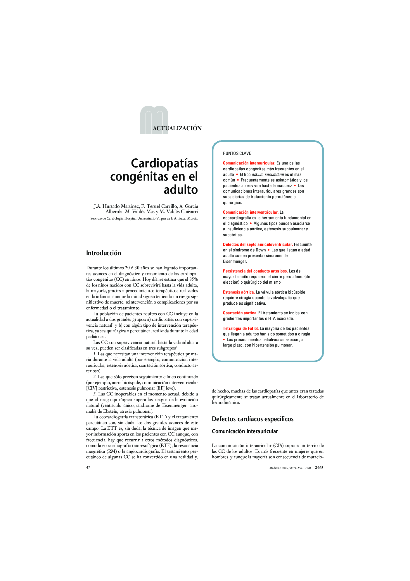 عکس صفحه اول مقاله: CardiopatÃas congénitas en el adulto CardiopatÃas congénitas en el adulto