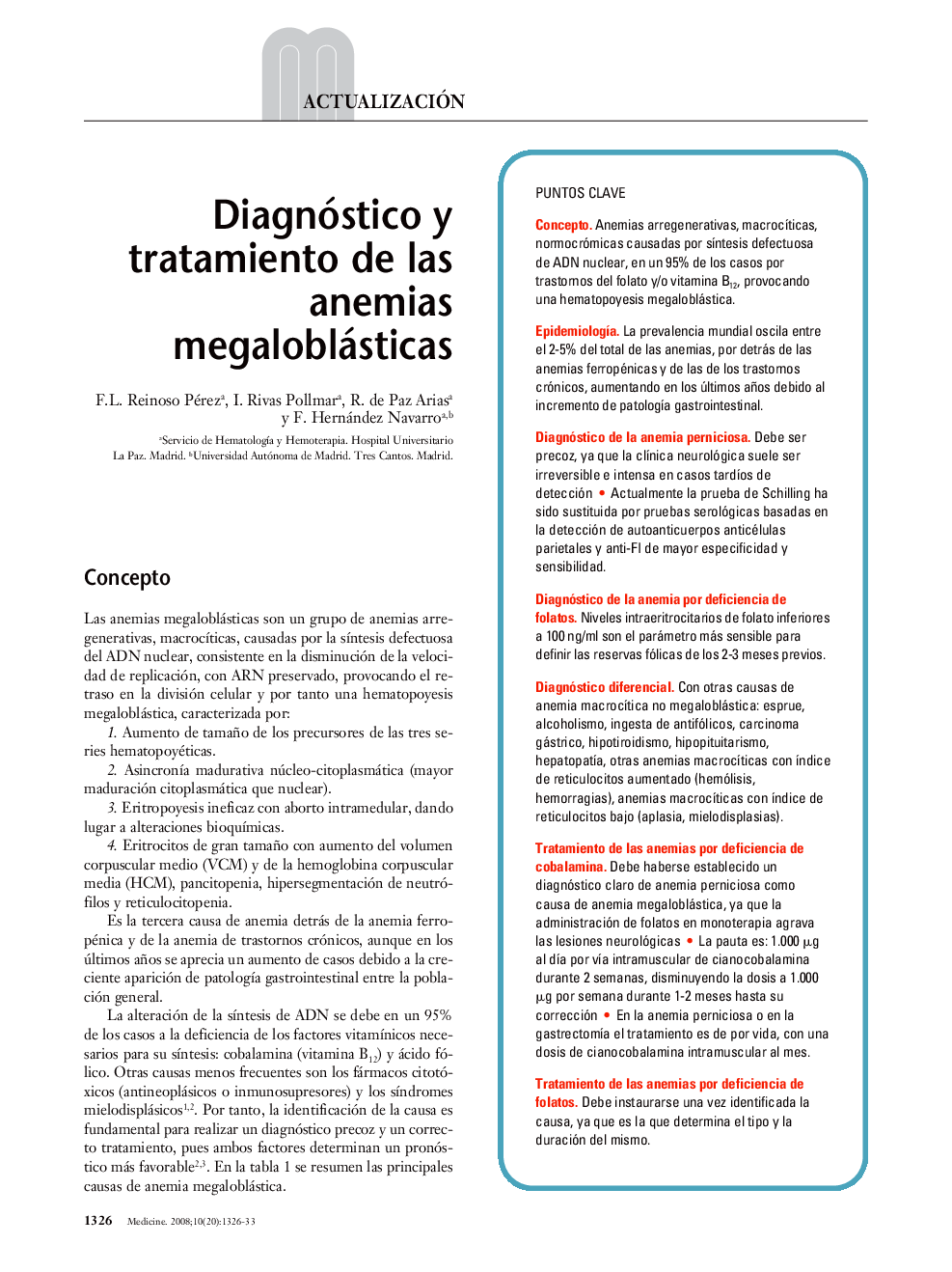 Diagnóstico y tratamiento de las anemias megaloblásticas