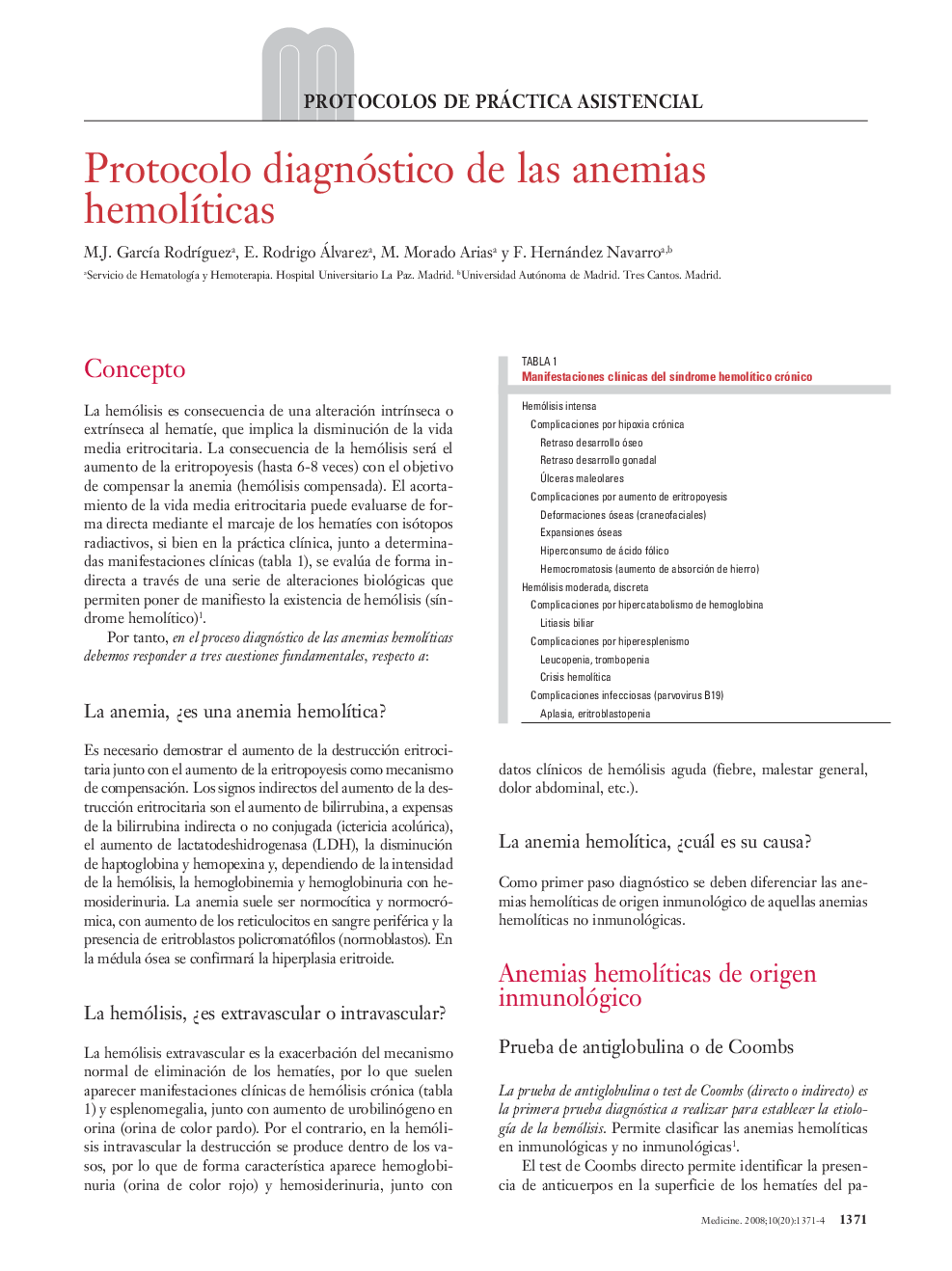 Protocolo diagnóstico de las anemias hemolÃ­ticas