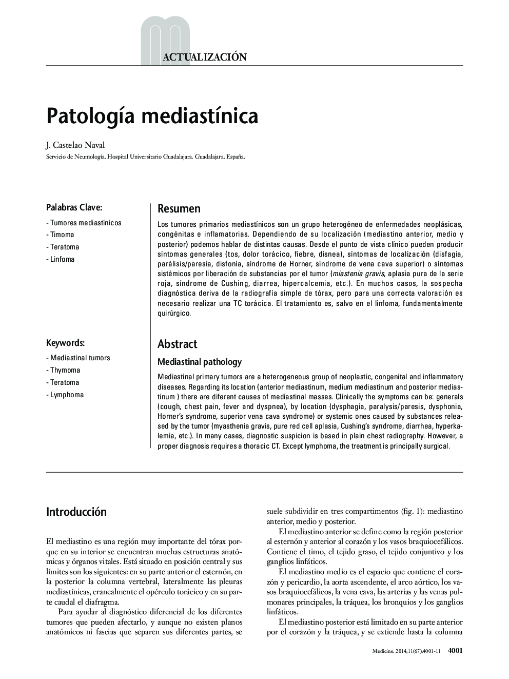 Patología mediastínica