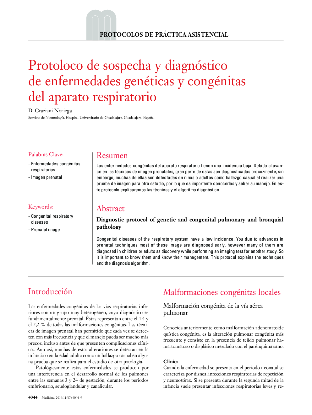 Protoloco de sospecha y diagnóstico de enfermedades genéticas y congénitas del aparato respiratorio