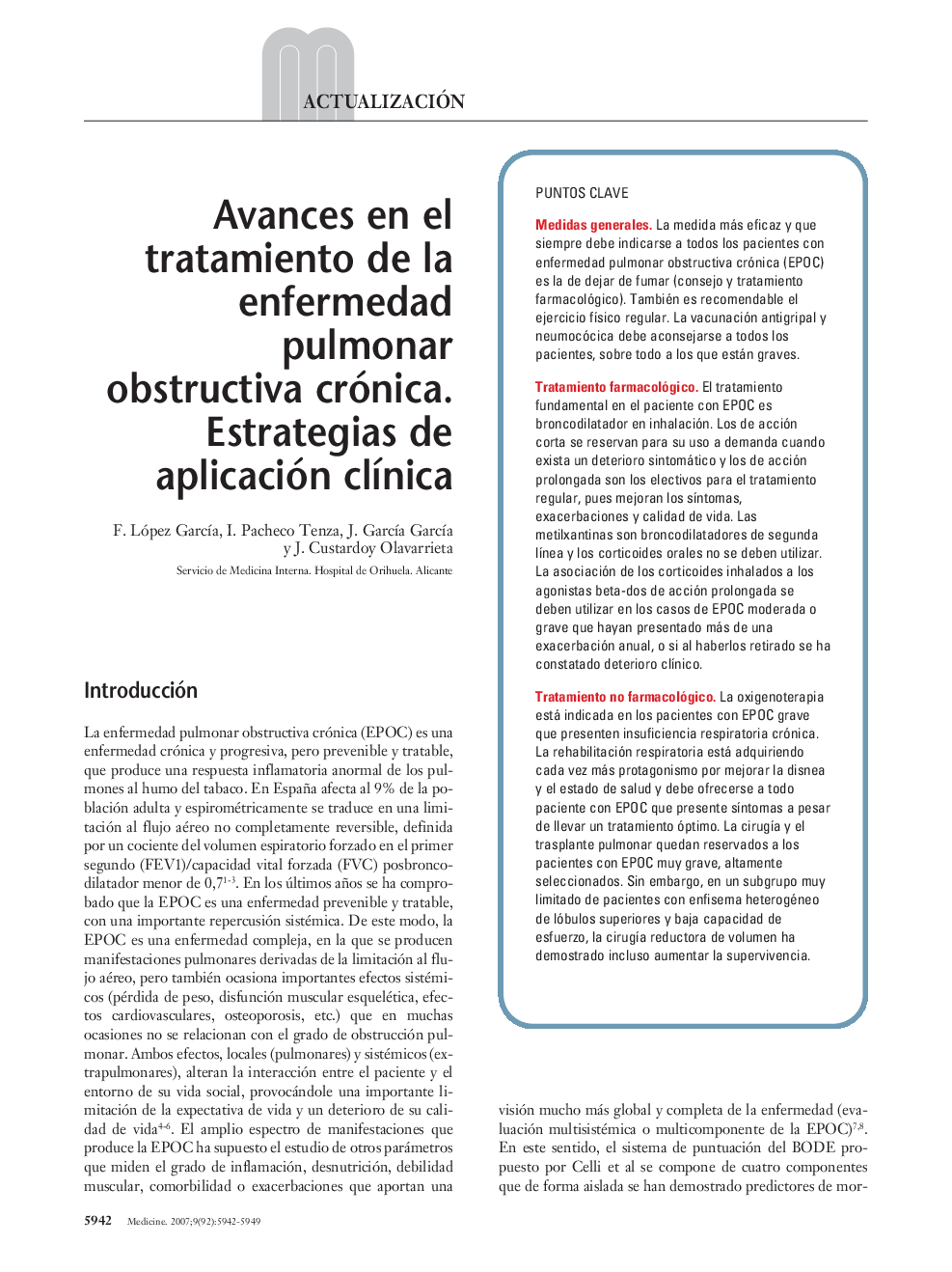 Avances en el tratamiento de la enfermedad pulmonar obstructiva crónica. Estrategias de aplicación clÃ­nica