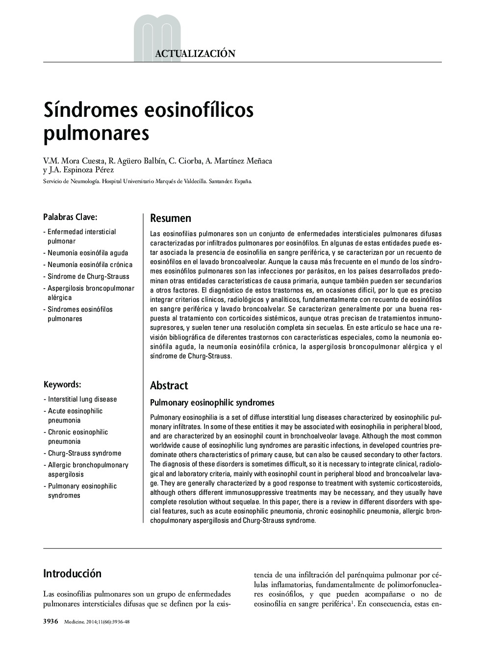 Síndromes eosinofílicos pulmonares