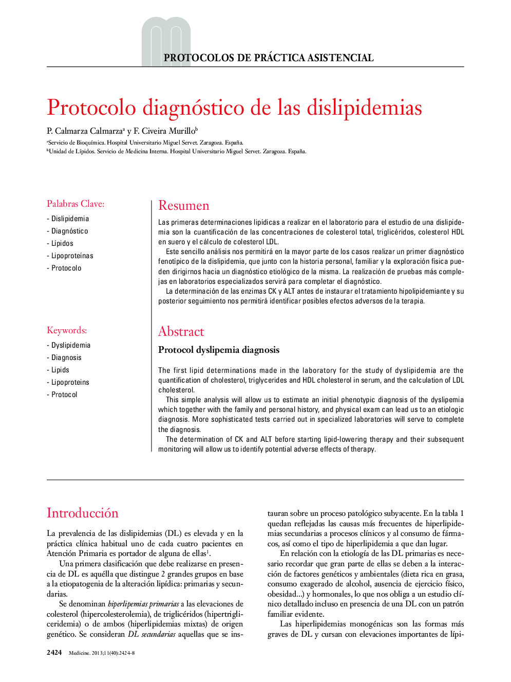 Protocolo diagnóstico de las dislipidemias