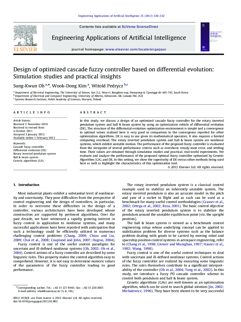 Design of optimized cascade fuzzy controller based on differential evolution: Simulation studies and practical insights