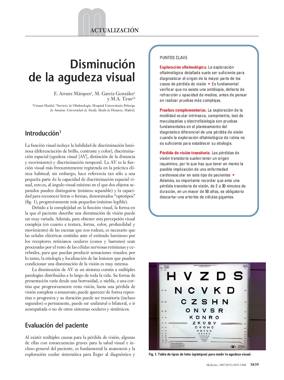 Disminución de la agudeza visual
