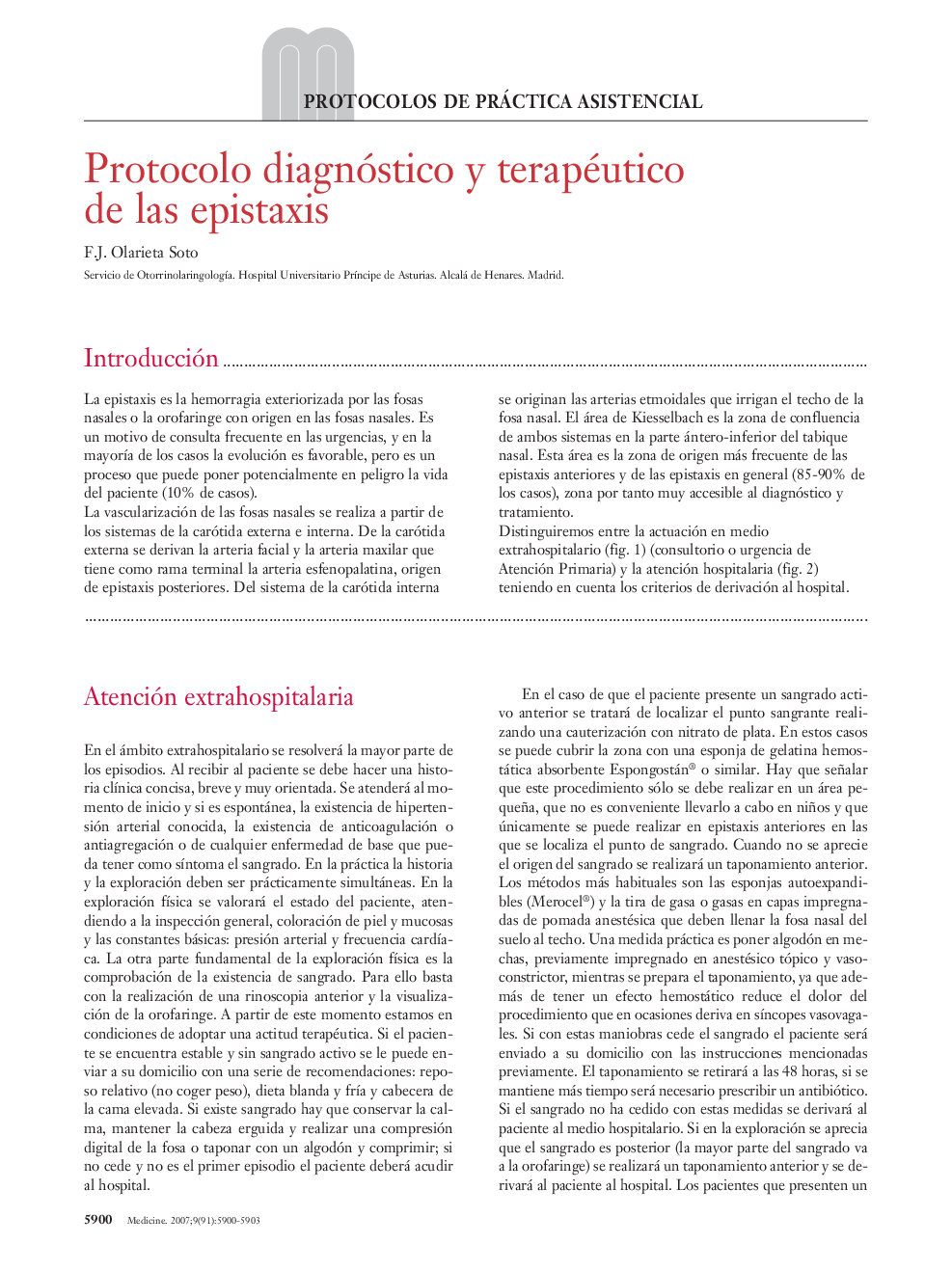Protocolo diagnóstico y terapéutico de las epistaxis