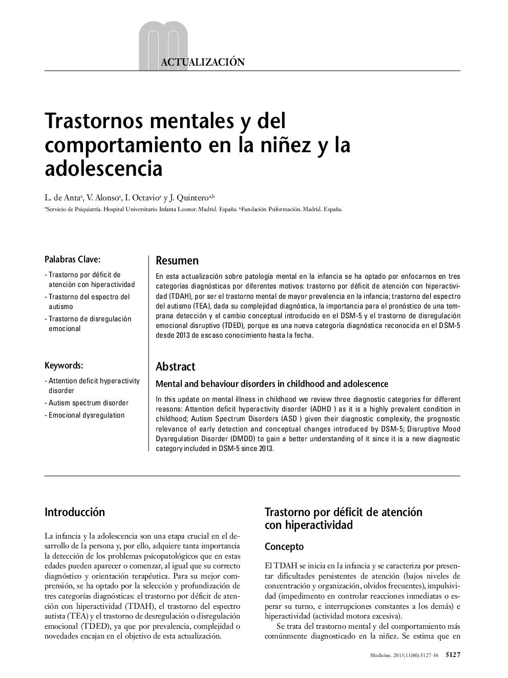 Trastornos mentales y del comportamiento en la niñez y la adolescencia