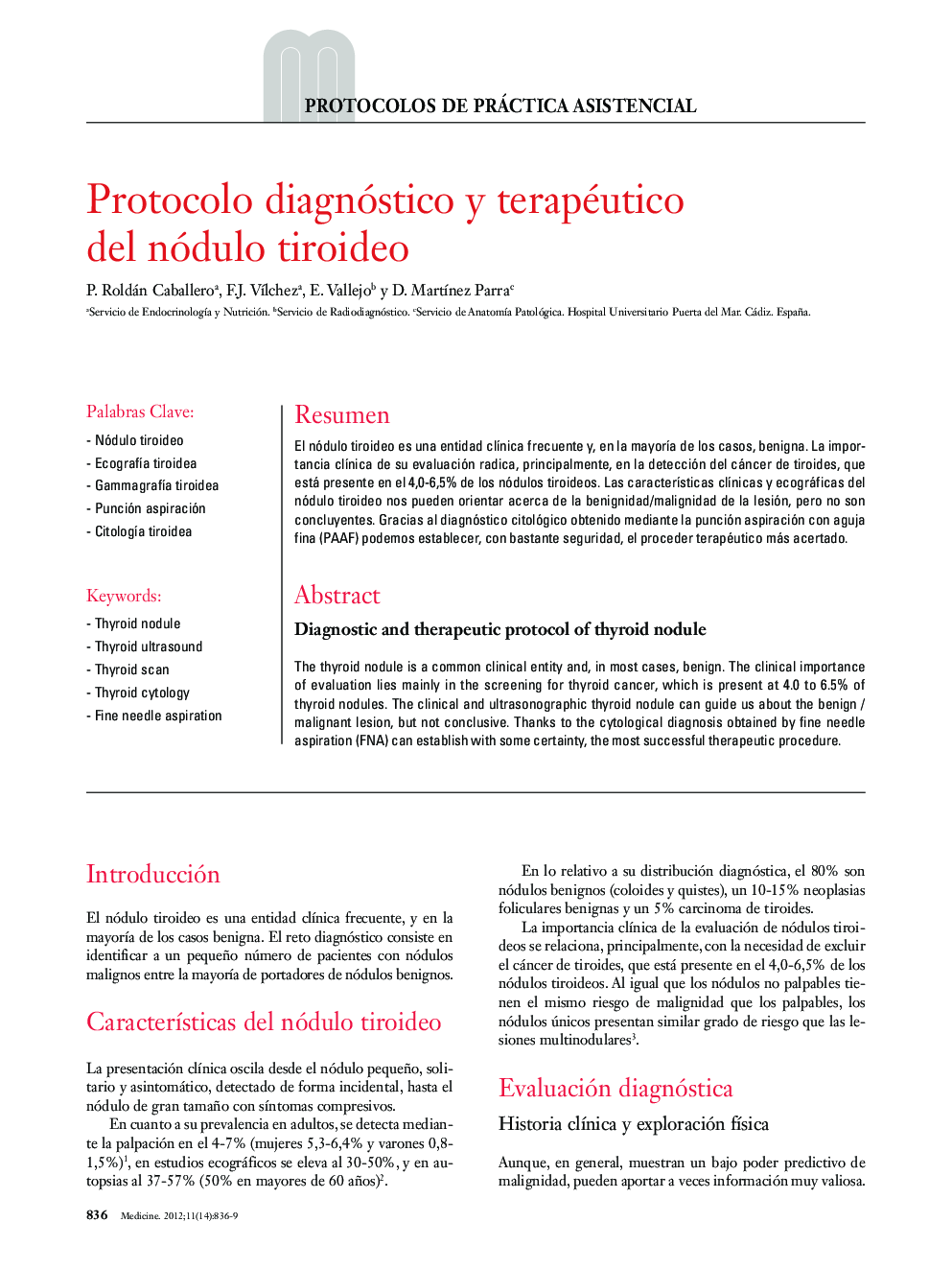 Protocolo diagnóstico y terapéutico del nódulo tiroideo