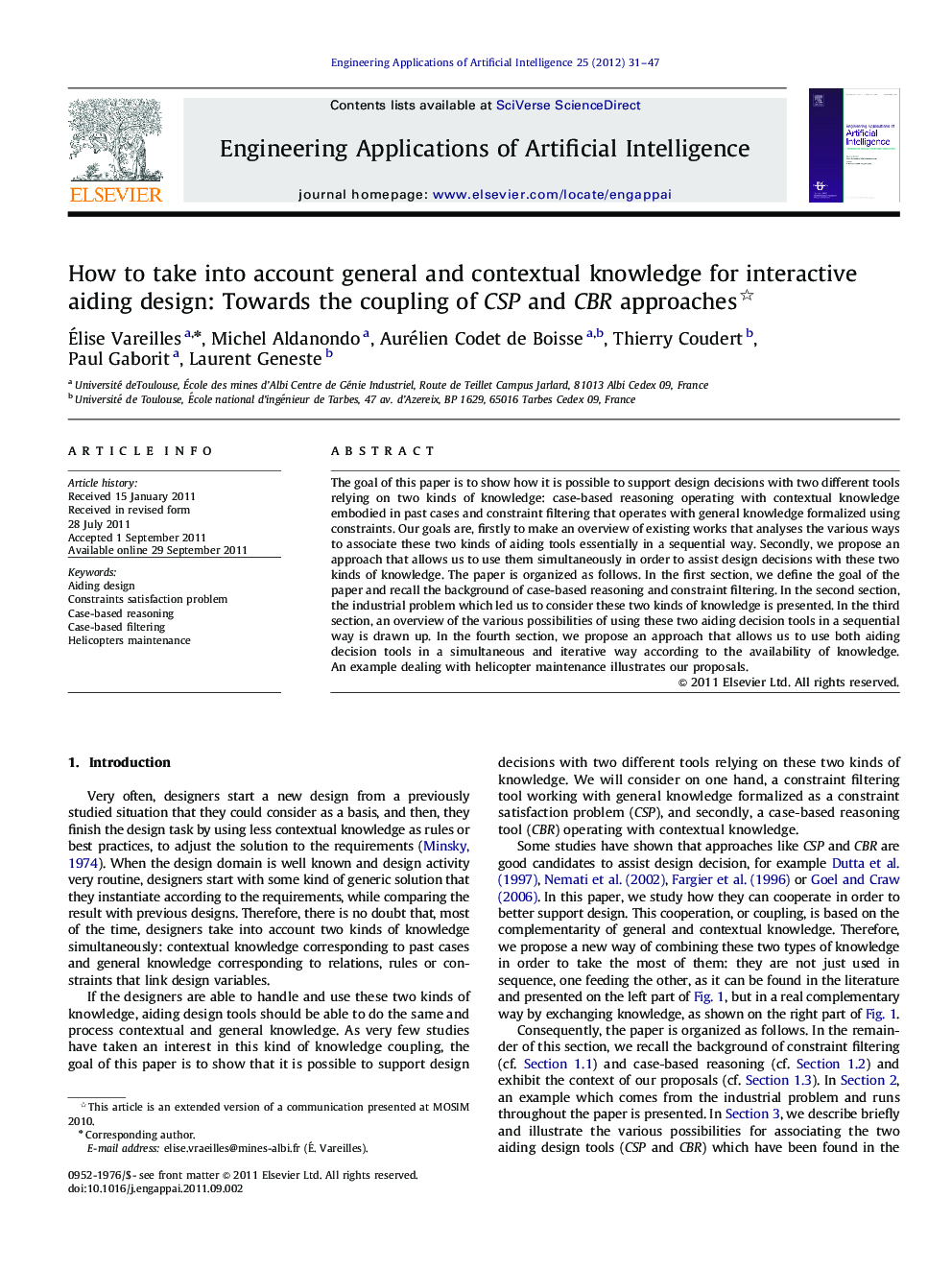 How to take into account general and contextual knowledge for interactive aiding design: Towards the coupling of CSP and CBR approaches 