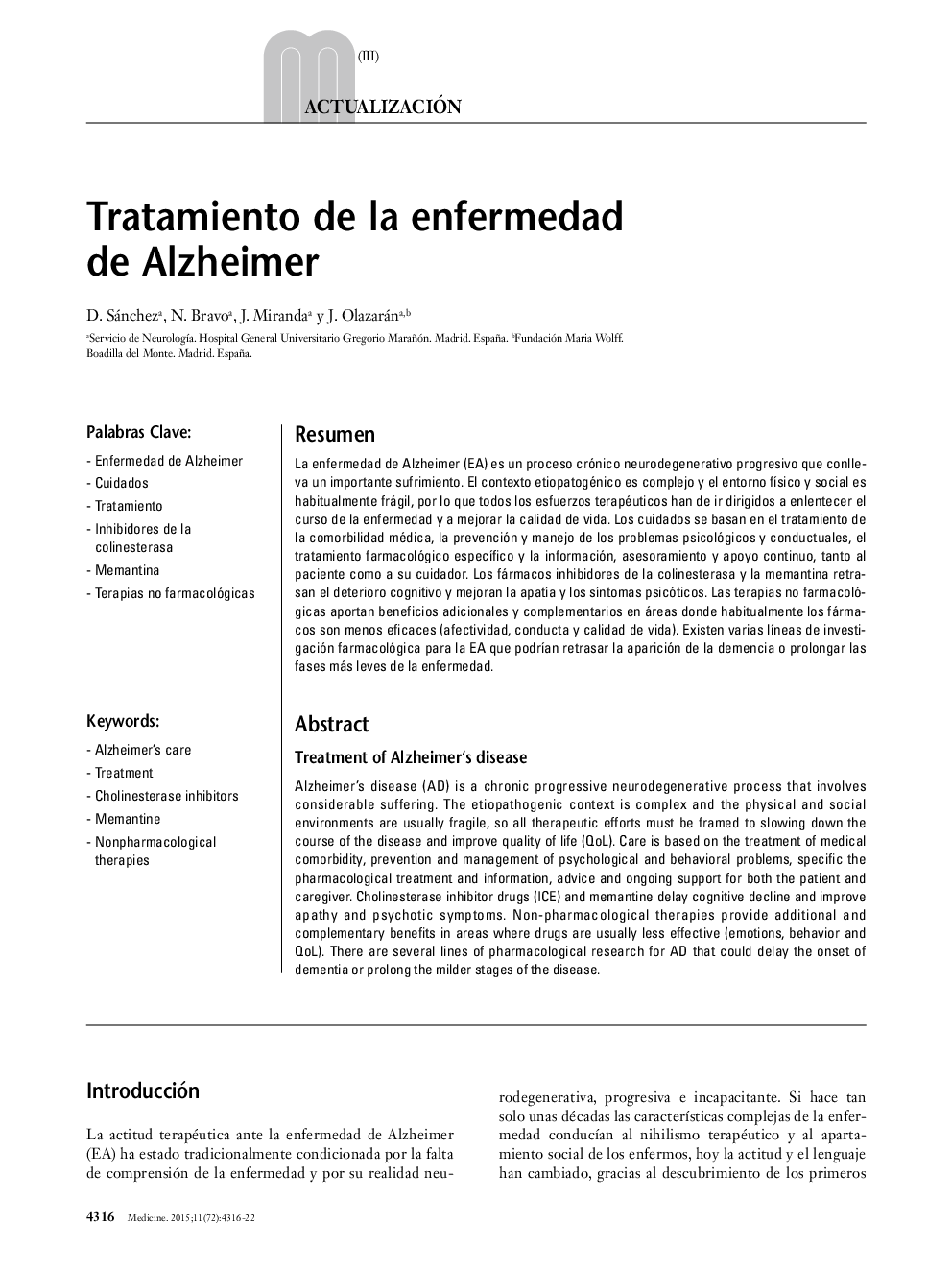 Tratamiento de la enfermedad de Alzheimer