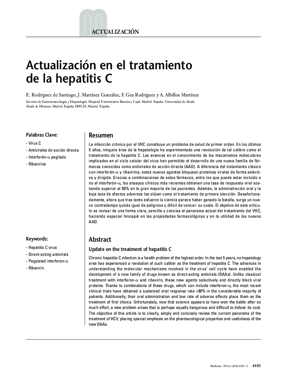 Actualización en el tratamiento de la hepatitis C