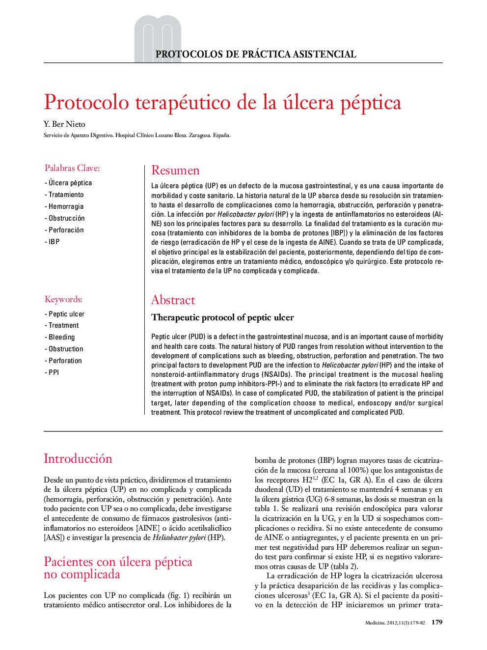 Protocolo terapéutico de la úlcera péptica