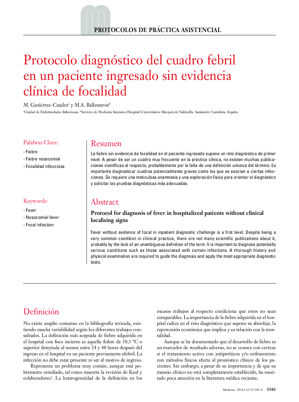 Protocolo diagnóstico del cuadro febril en un paciente ingresado sin evidencia clínica de focalidad