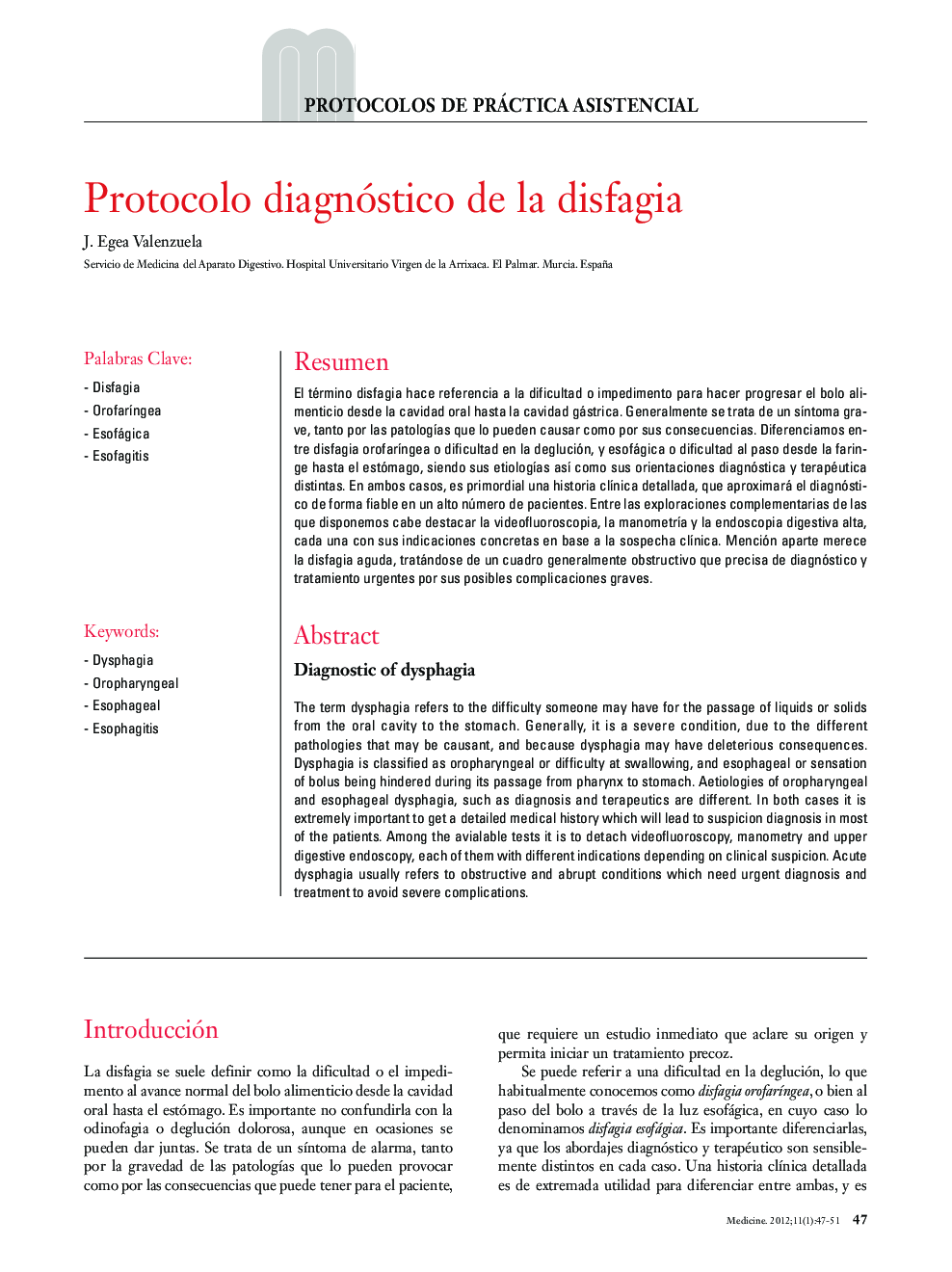 Protocolo diagnóstico de la disfagia