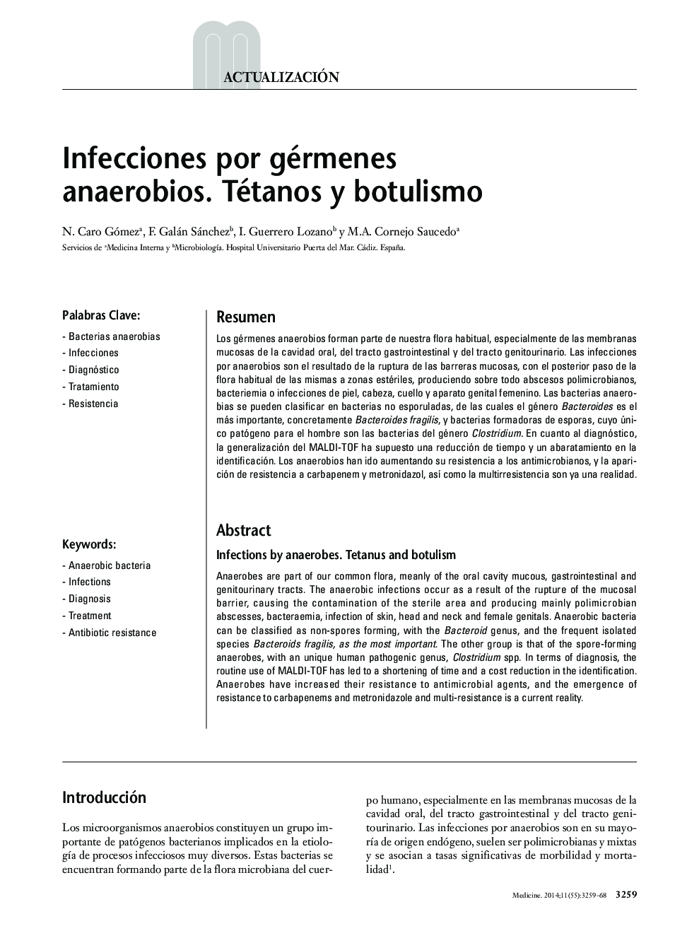 Infecciones por gérmenes anaerobios. Tétanos y botulismo