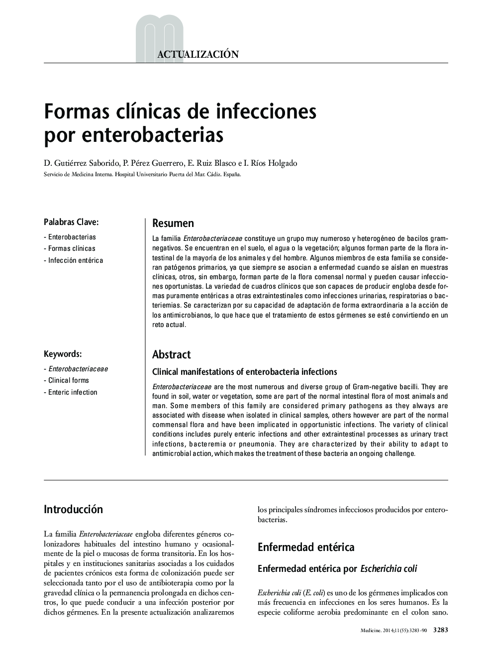 Formas clínicas de infecciones por enterobacterias