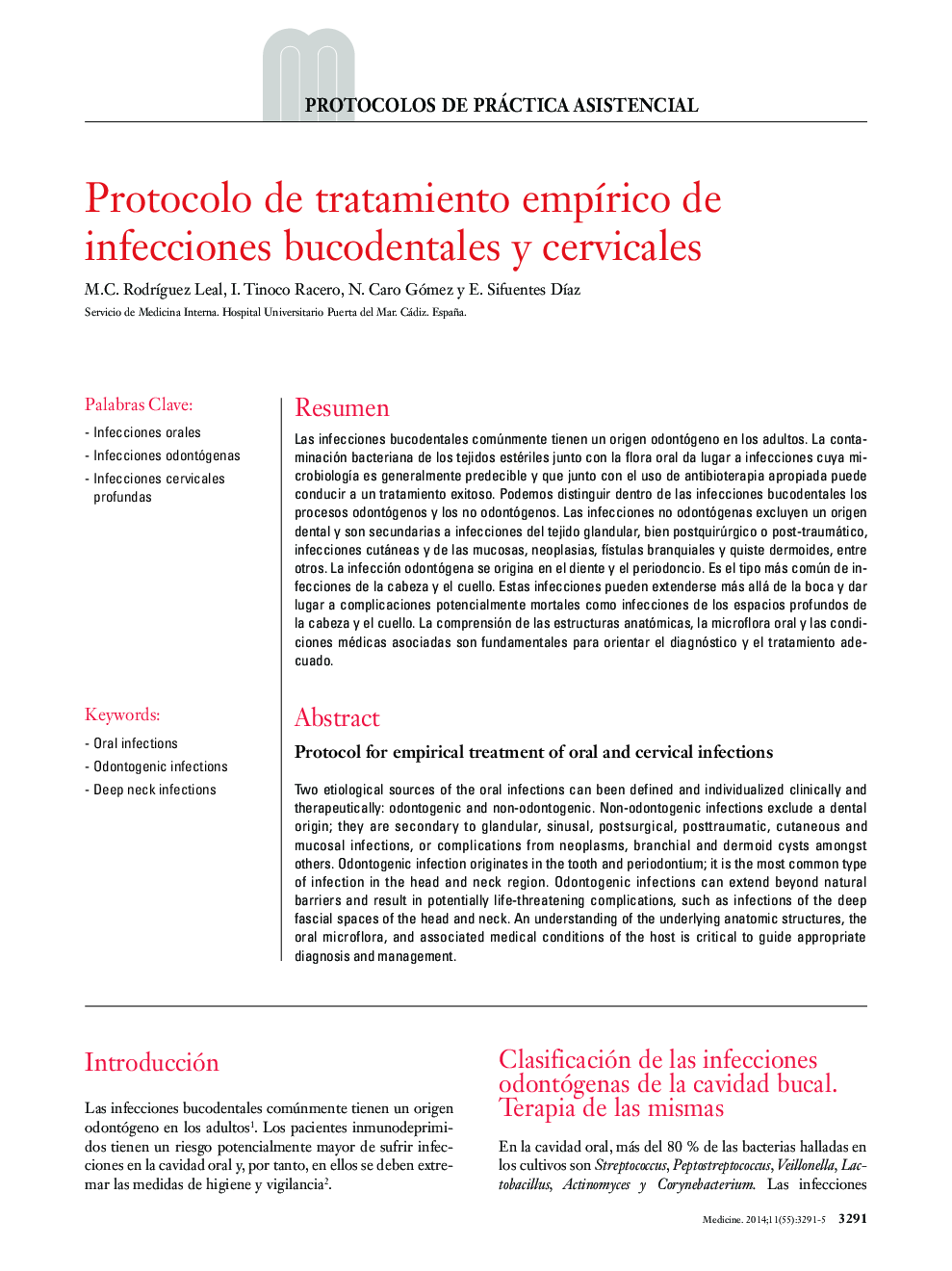 Protocolo de tratamiento empÃ­rico de infecciones bucodentales y cervicales