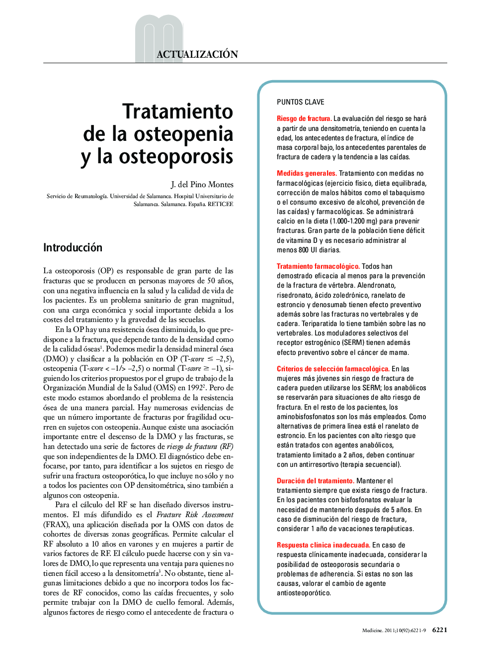 Tratamiento de la osteopenia y la osteoporosis