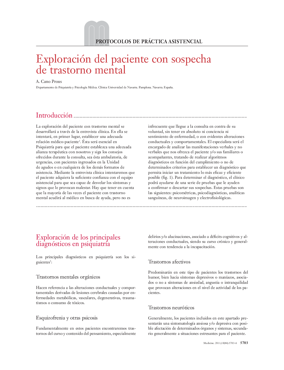 Exploración del paciente con sospecha de trastorno mental