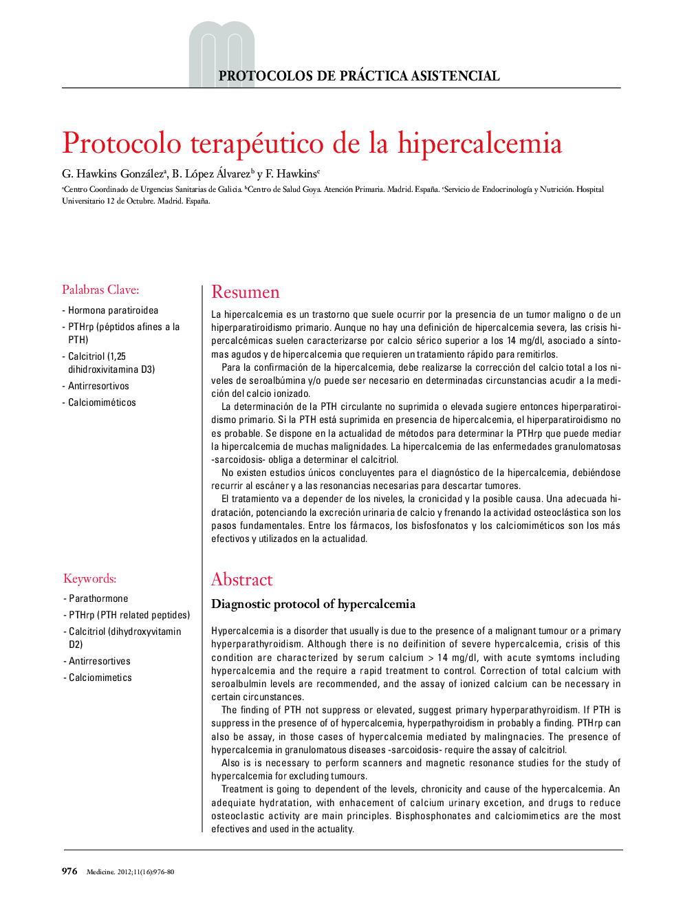 Protocolo terapéutico de la hipercalcemia