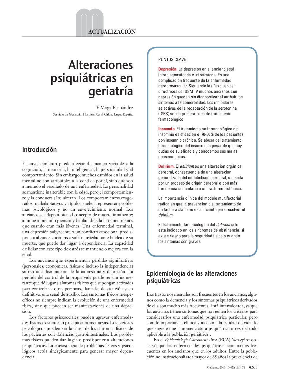 Alteraciones psiquiátricas en geriatrÃ­a