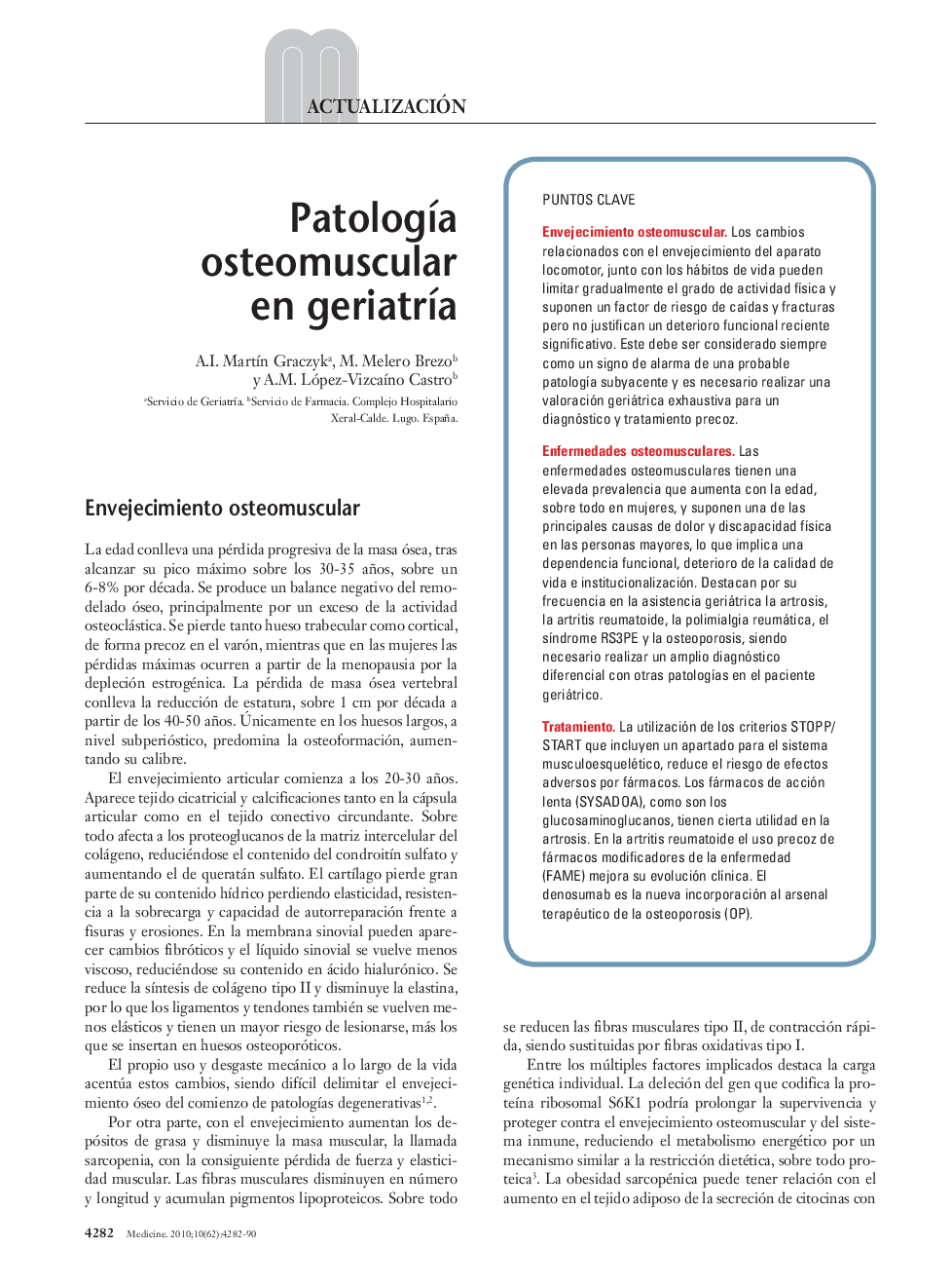 PatologÃ­a osteomuscular en geriatrÃ­a