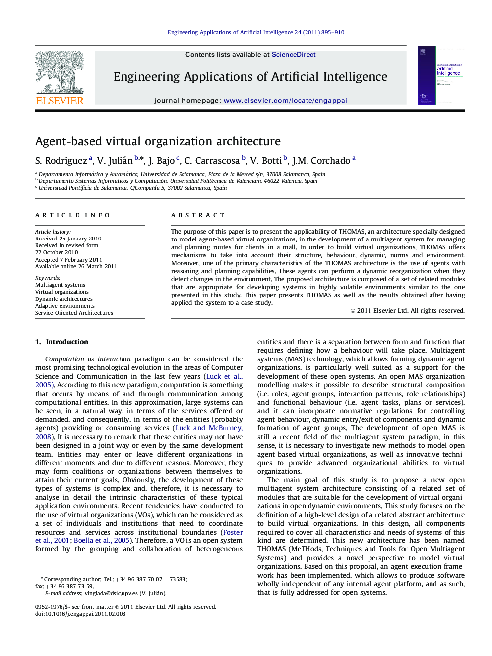 Agent-based virtual organization architecture